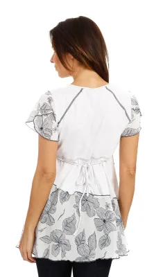 S'Quise Paris: Black Daisy Crinkled Peek-A-Boo Tunic (3 Left!)