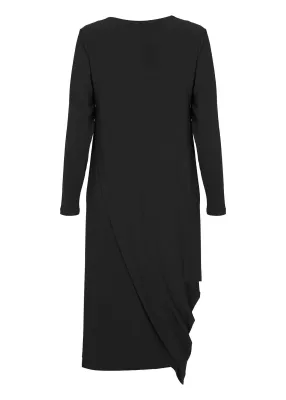Kozan By Wild Curves: Diamond Drape Dress Tabitha In Black (TR-1969)