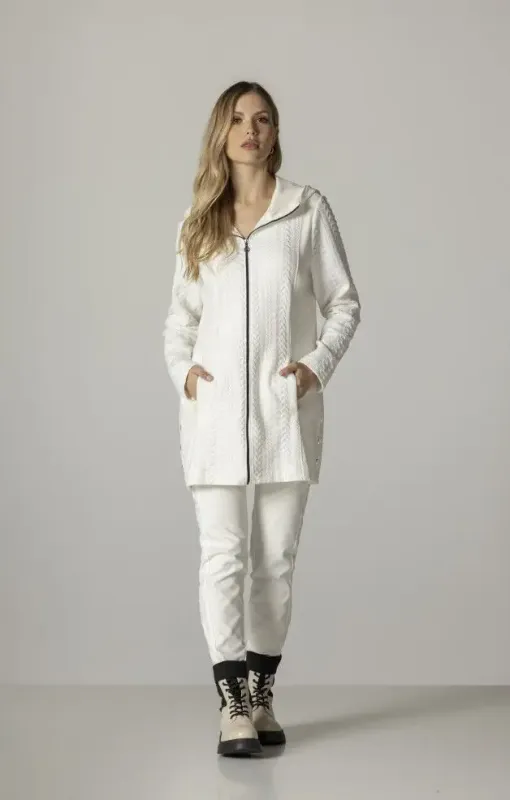 Maloka: Quilted Cotton Zip Up Sweater Coat