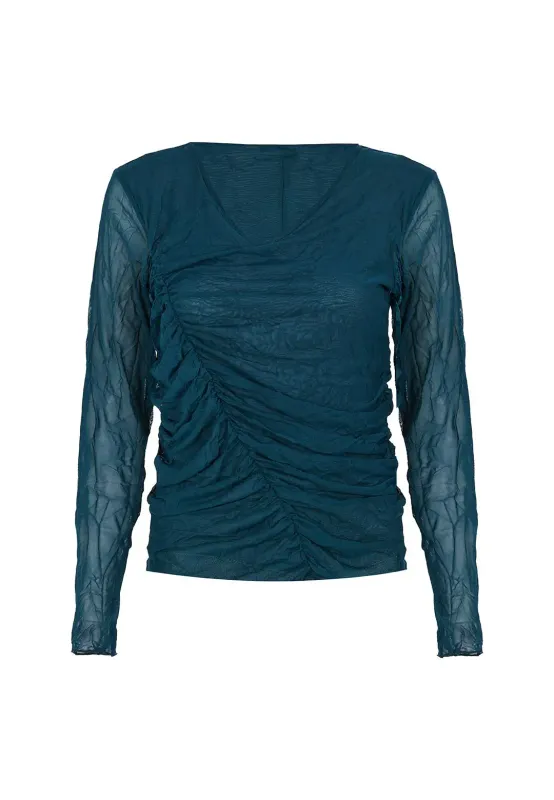 Kozan By Wild Curves: Mori Ruched Top In Forest Crush (SH-4866)