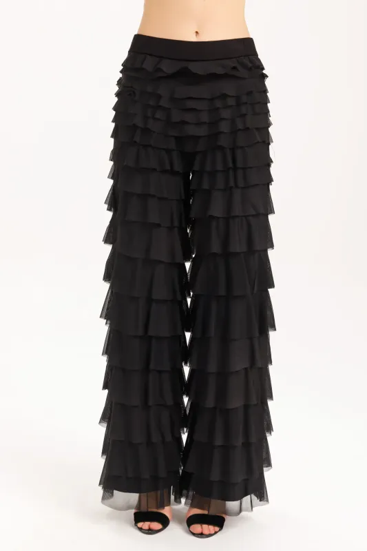 Isle Apparel By Wild Curves: Cha Cha Ruffled Bowery Pant In Black