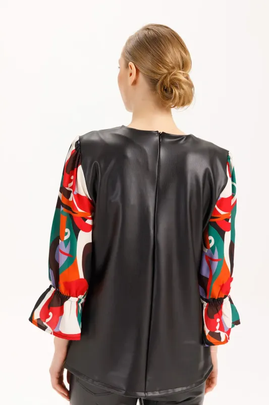 Isle Apparel by Wild Curves: Vegan Leather Tulip Cuffs Top