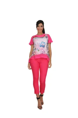 S'Quise Paris: Inverted Pink Dahlia Petals Tunic