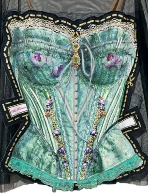 IPNG By Wild Curves: Paper Dolls Corset Illusion Shawl Blouse In Emerald