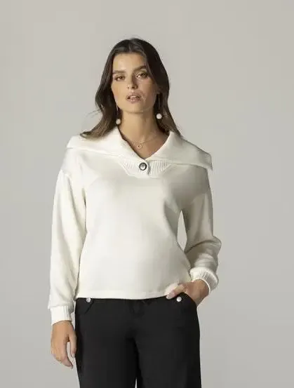 Maloka: Ribbed Collar Tricot Sweater