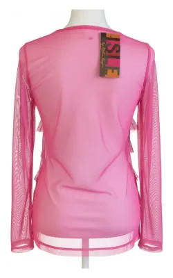 Isle Apparel By Wild Curves: Cha Cha Ruffled Cardigan In Barbie Pink
