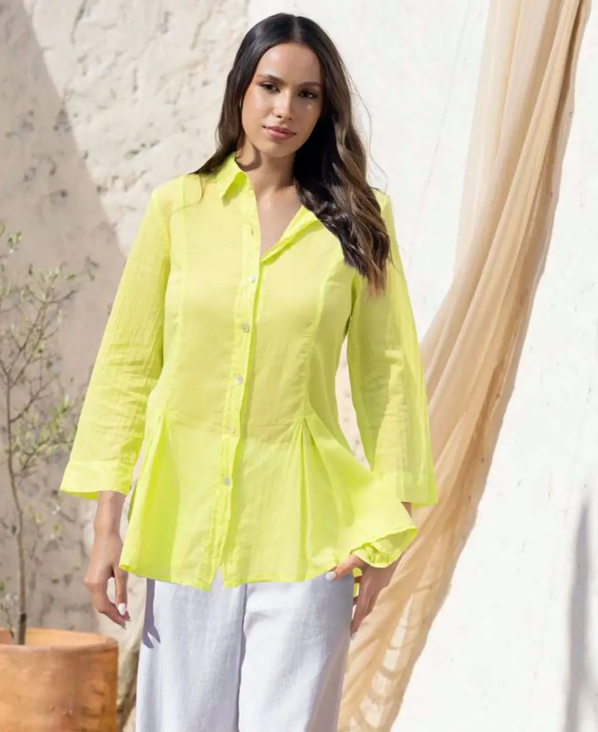 Maloka: Pineapple Flared Cotton Blouse