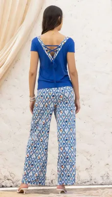 Maloka: Floral Mosaic Back Tie Top In Dolce Vita