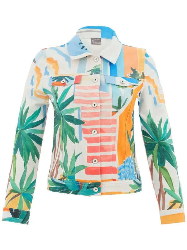 Dolcezza By Wild Curves: Pots On The Stairs Soft Denim Art Jacket