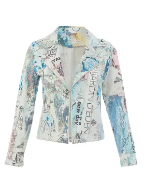 Dolcezza by Wild Curves: Soft Denim Collage #46 Art Zip Jacket