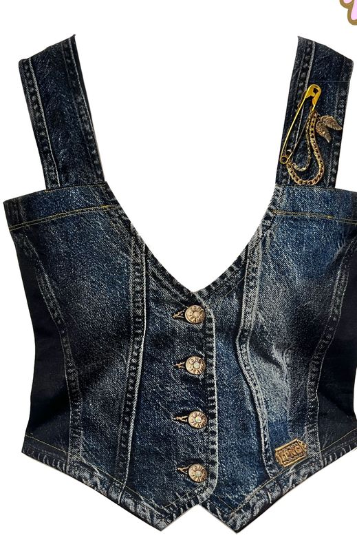 IPNG By Wild Curves: Denim Illusion Tank Top Vest IPNG By Wild Curves: Denim Illusion Tank Top Vest Front