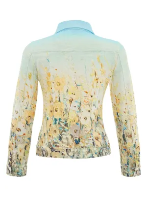 Dolcezza By Wild Curves: Shoreline Flowers Soft Denim Art Jacket