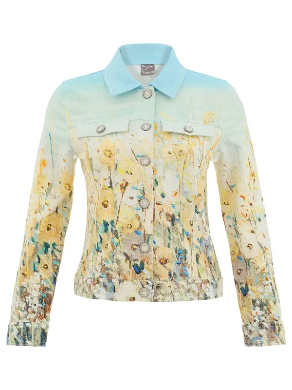Dolcezza By Wild Curves: Shoreline Flowers Soft Denim Art Jacket