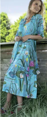 Maloka: Pink Water Lily Art Maxi Sundress