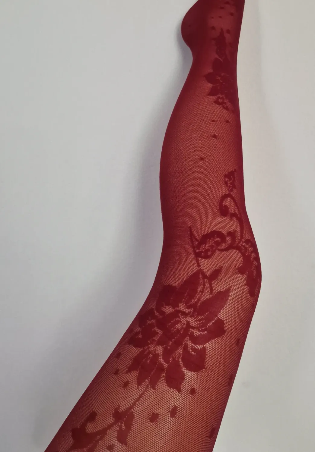 Fiore By Wild Curves: Lotus In Love 3D Pattern Tights In Burgandy