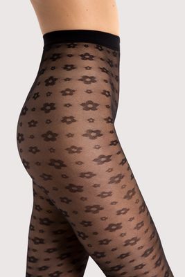 Fiore By Wild Curves: Black Daisy Tights In 30 Denier