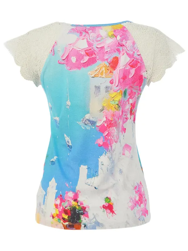 Dolcezza By Wild Curves: Summer In Santorini Art Top Back