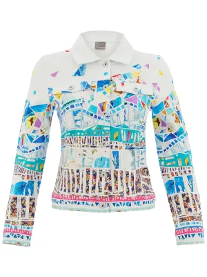 Dolcezza By Wild Curves: A Thousand Colors Soft Denim Art Jacket Front