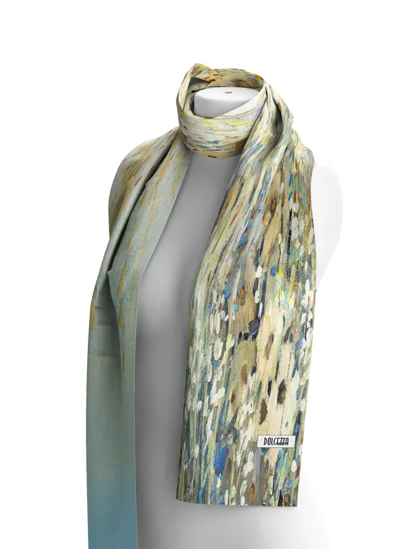 Dolcezza By Wild Curves: Shoreline Flowers Art Scarf Front