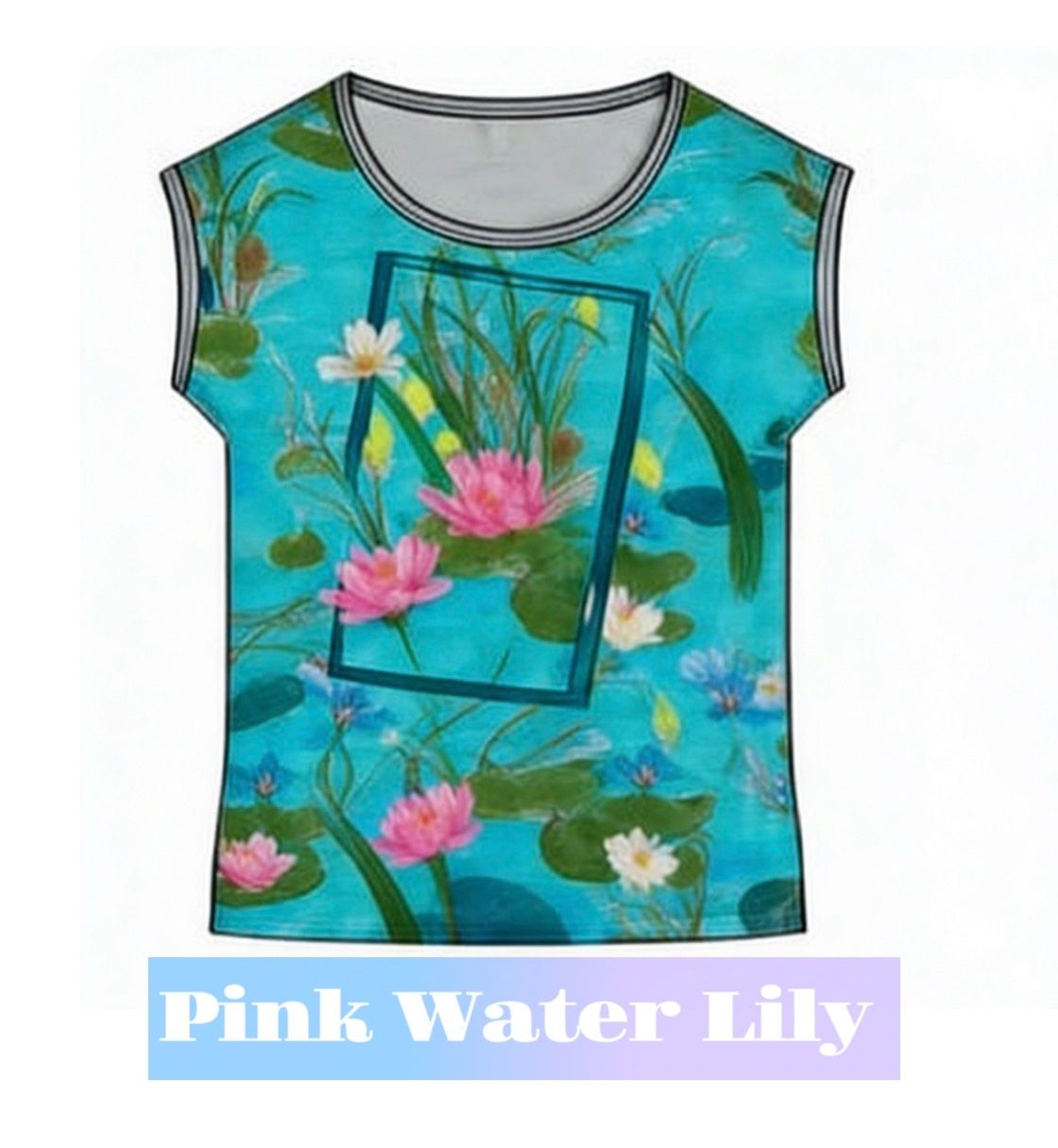 Maloka: Pink Water Lily  Abstract Art Top