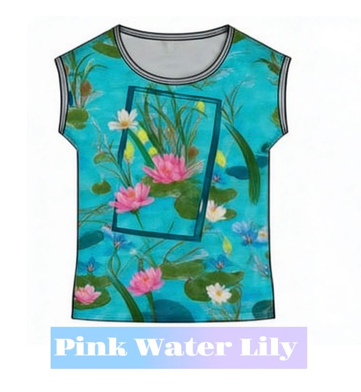Maloka: Pink Water Lily Abstract Art Top Maloka: Pink Water Lily Abstract Art Top