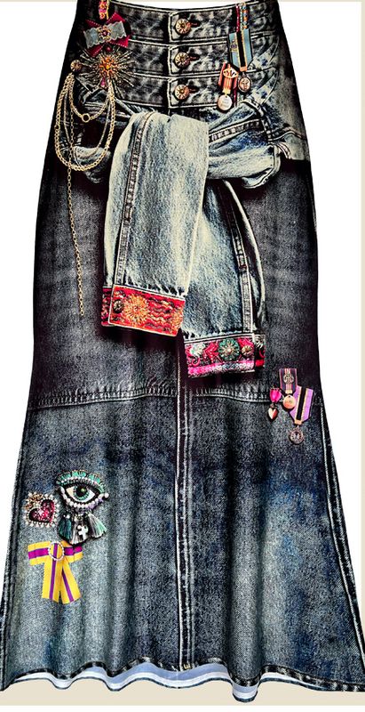 IPNG By Wild Curves: Jeanious Jewels Illusion Mermaid Skirt