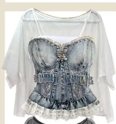 IPNG By Wild Curves: Jeanious Corset Illusion Shawl Blouse Front
