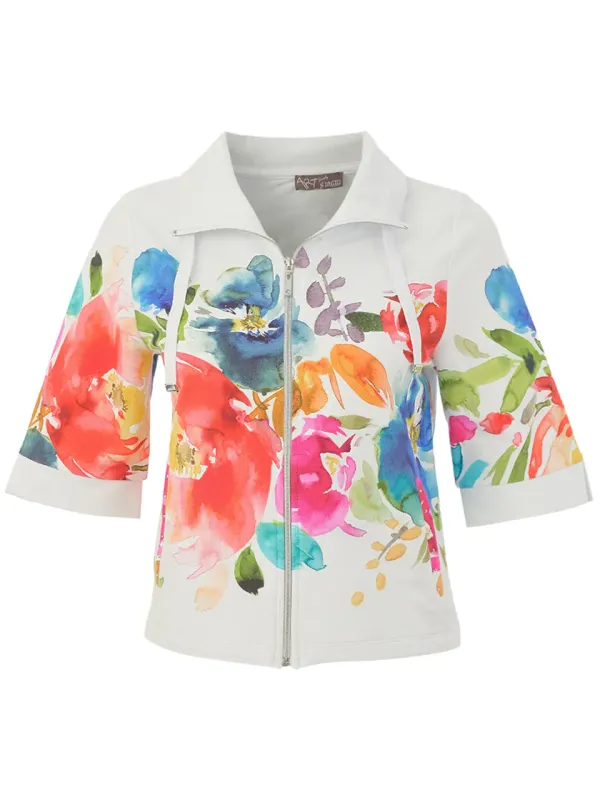 Dolcezza By Wild Curves: Spring Delight Art Blazer Jacket Front