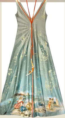 IPNG By Wild Curves: Beach Fairy Iridescent Illusion Flared Dress Front