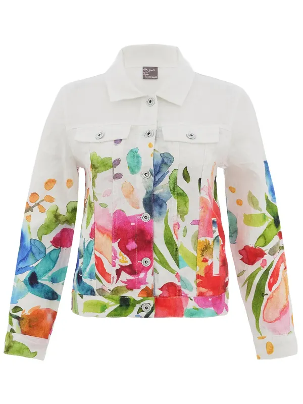 Dolcezza By Wild Curves: Spring Delight Art Linen Jacket Front