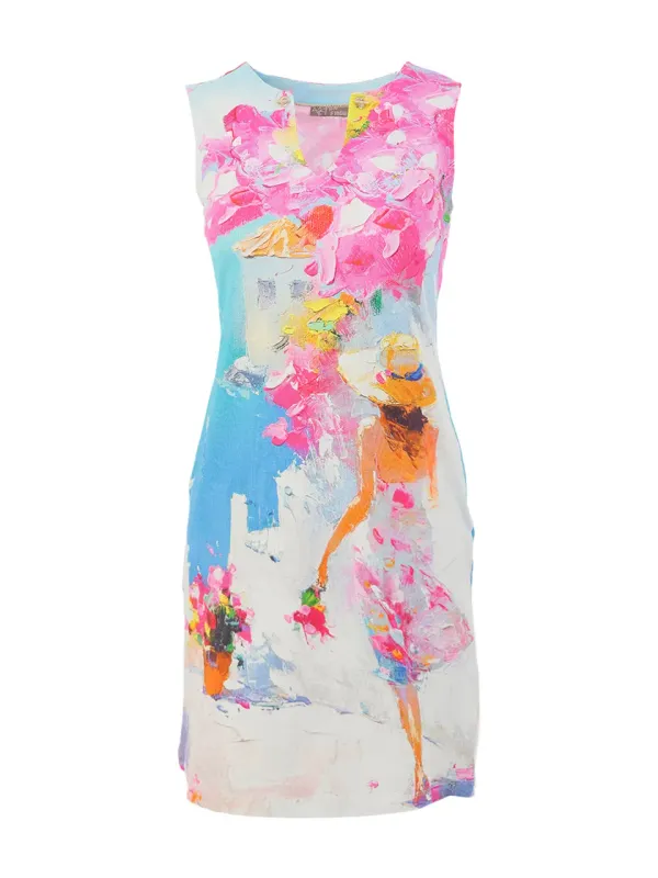 Dolcezza By Wild Curves: Summer In Santorini Art Dress Front