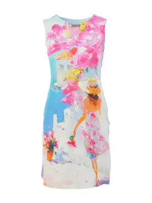 Dolcezza By Wild Curves: Summer In Santorini Art Dress Front