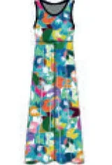 Maloka: The Pleasure Of Life In Rainbow Water Lily Almost Maxi Dress Color Swatch Front