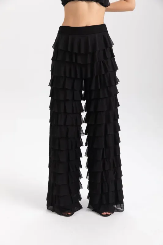 Isle Apparel By Wild Curves: Black Mesh Cha Cha Pants Front