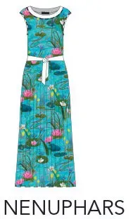Maloka: Florescent Flowers Sundress In Water Lilies Front