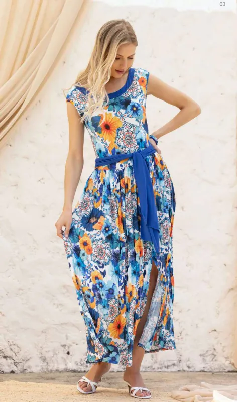 Maloka: Florescent Flowers Sundress In Water Lilies Front 1