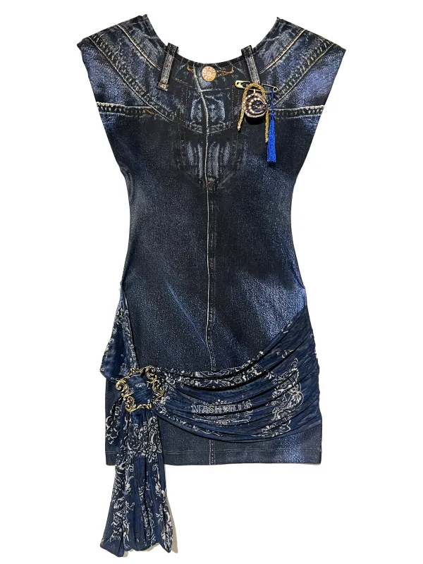 IPNG By Wild Curves: Let's Play Texture Denim Illusion Mini Dress/Tunic Front