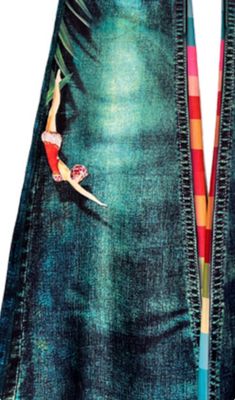 IPNG By Wild Curves: Beach Fairy Iridescent Jean Illusion Flared Pants Close Up 3