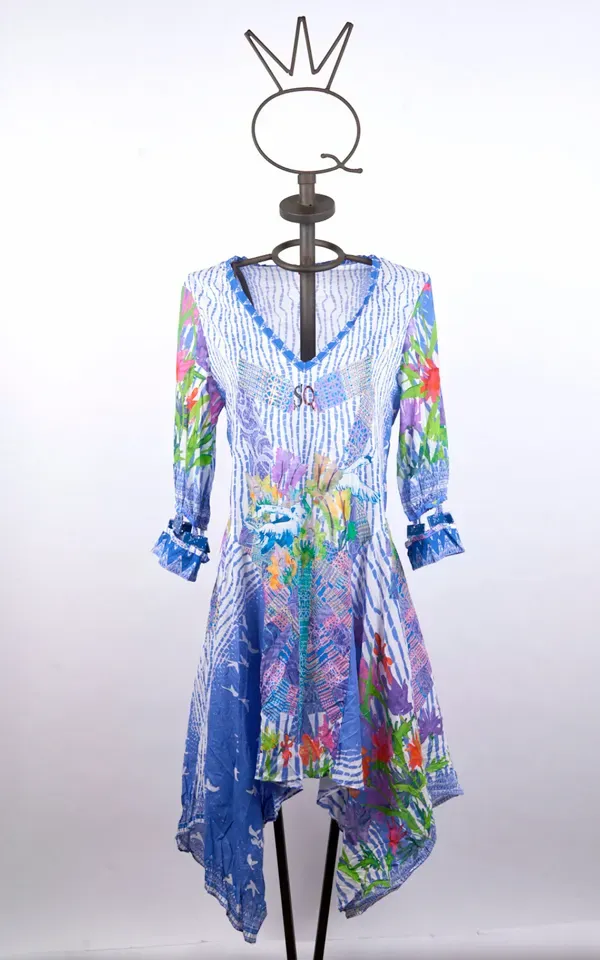 Save The Queen: Cotton Muslin Swan Midi Dress Front