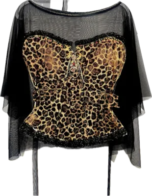 IPNG By Wild Curves: Jeanious Corset Illusion Shawl Blouse In Leo Front