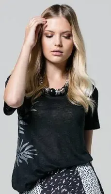 Maloka: Fiji Leaf Semi Sheer Linen Top (1 Left in Platinum!)