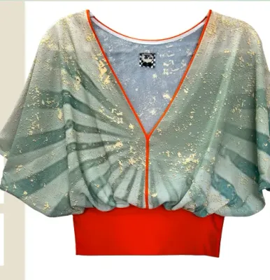 IPNG By Wild Curves: Beach Fairy Iridescent Illusion Blouse Front