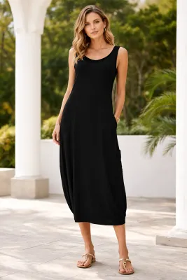 Kozan By Wild Curves: Dina Dress In Black (VG-1068)