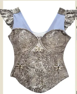 IPNG By Wild Curves: Platinum Jeanious Corset Tank Top Front