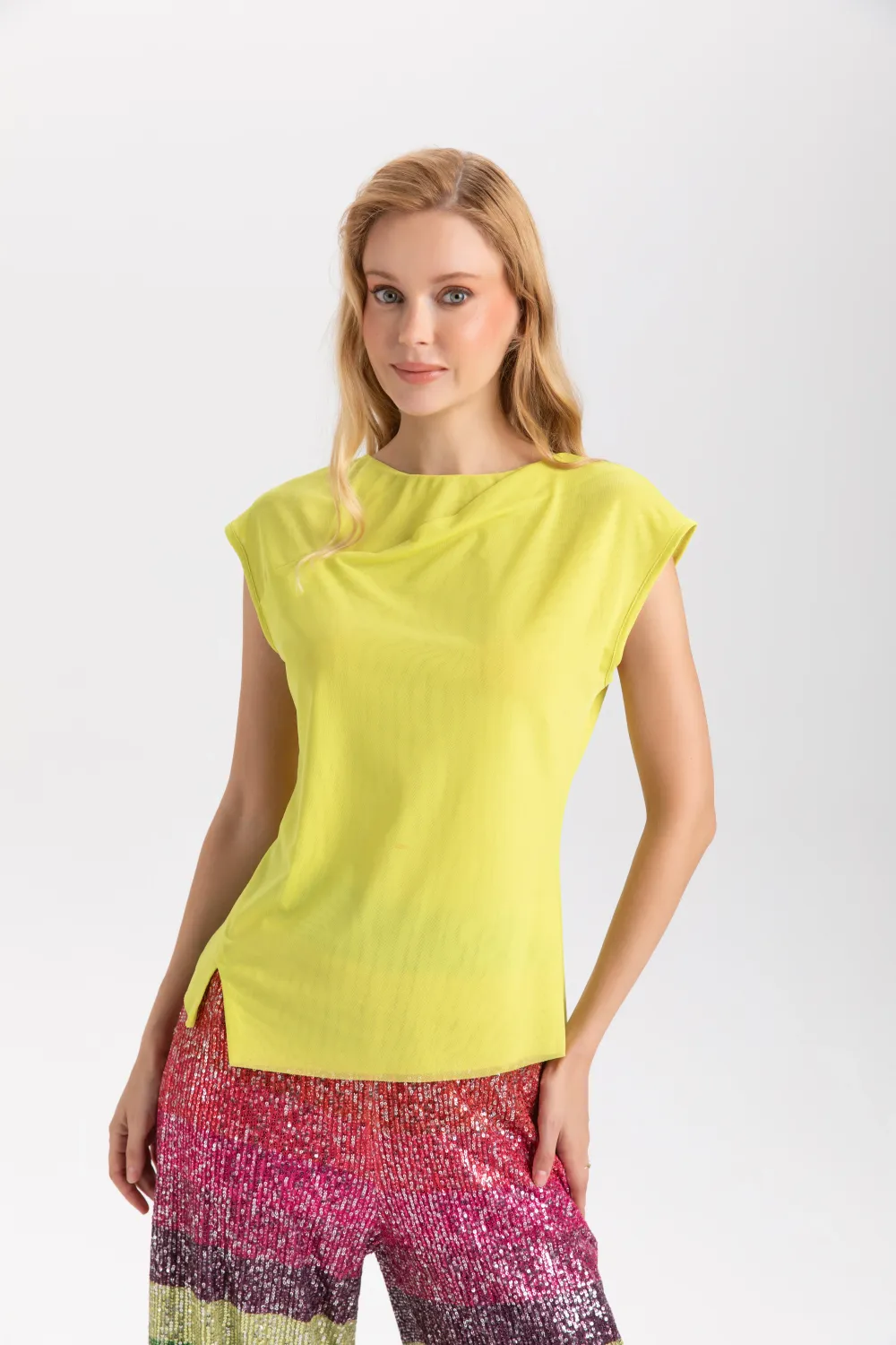 Isle Apparel By Wild Curves: Almost Mesh Lemon Top Olivia Front