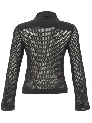 Dolcezza By Wild Curves: Netted Denim Jacket In Black Back