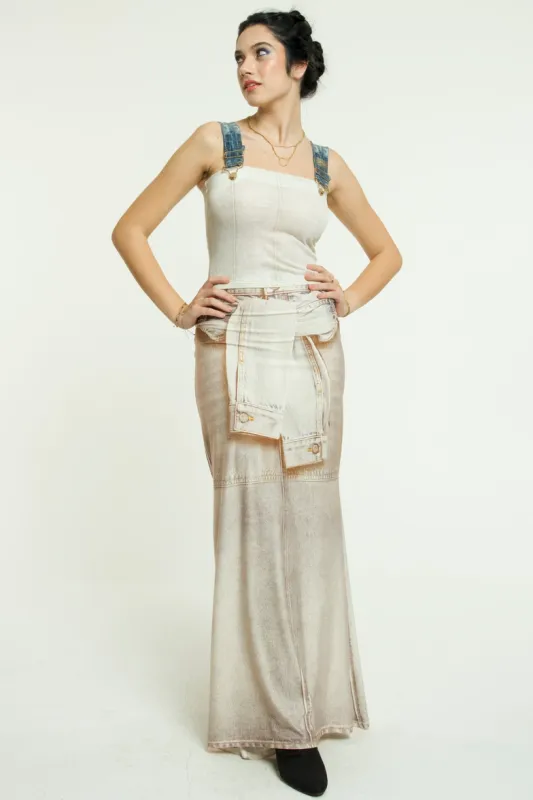 IPNG By Wild Curves: Jeanious Illusion Grey Denim Mermaid Skirt Front