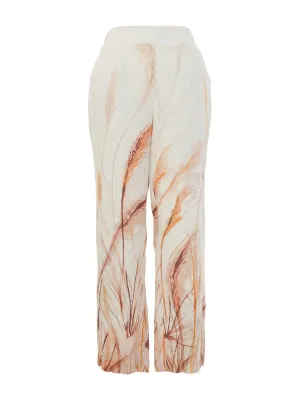 Dolcezza By Wild Curves: Reeds By The Shore Wide Leg Art Linen Pant Front 1