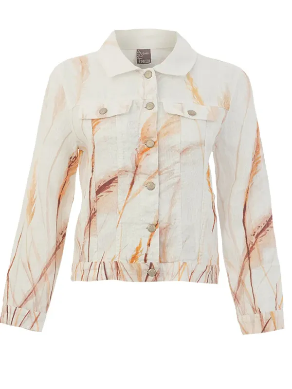 Dolcezza By Wild Curves: Reeds By The Shore Linen Jacket Front