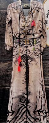 IPNG By Wild Curves: Platinum Leo Denim Illusion Flared Pants Front